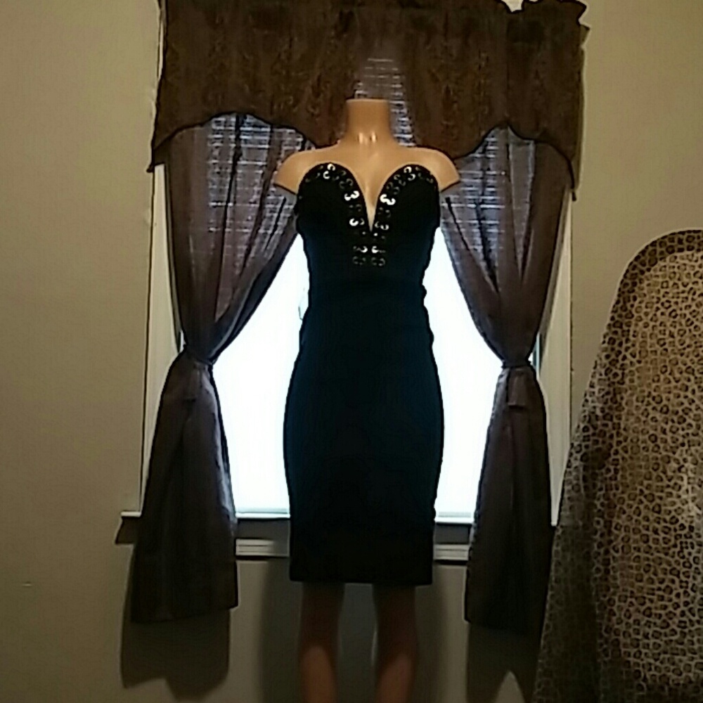 Strapless black dress